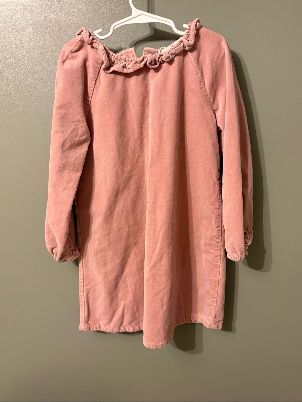 H&M Girls' Long Sleeve Ruffle Neck Dress - Rose